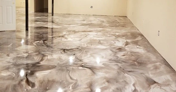 Marbled epoxy floor in Lakewood, Colorado.