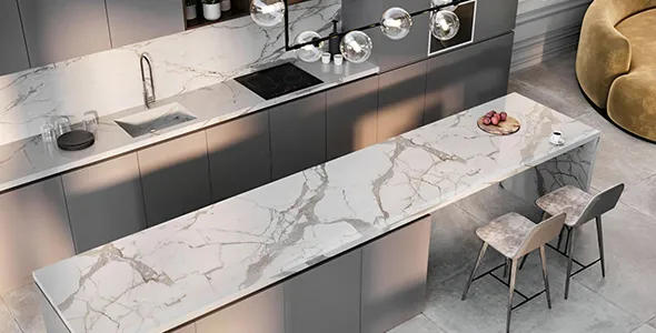 Close up of a modern countertop installation.