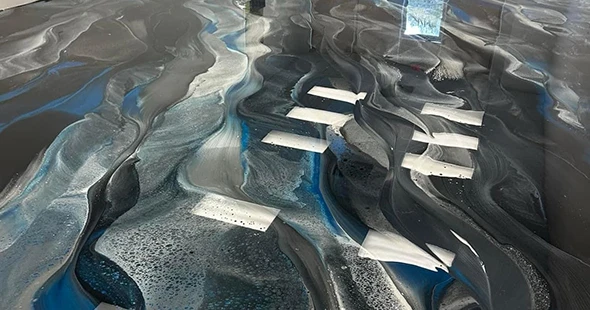 Cracked epoxy floor design in Lakewood, CO.