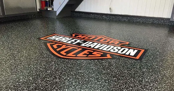 Custom epoxy logo of credit union installed in Lakewood, .Colorado